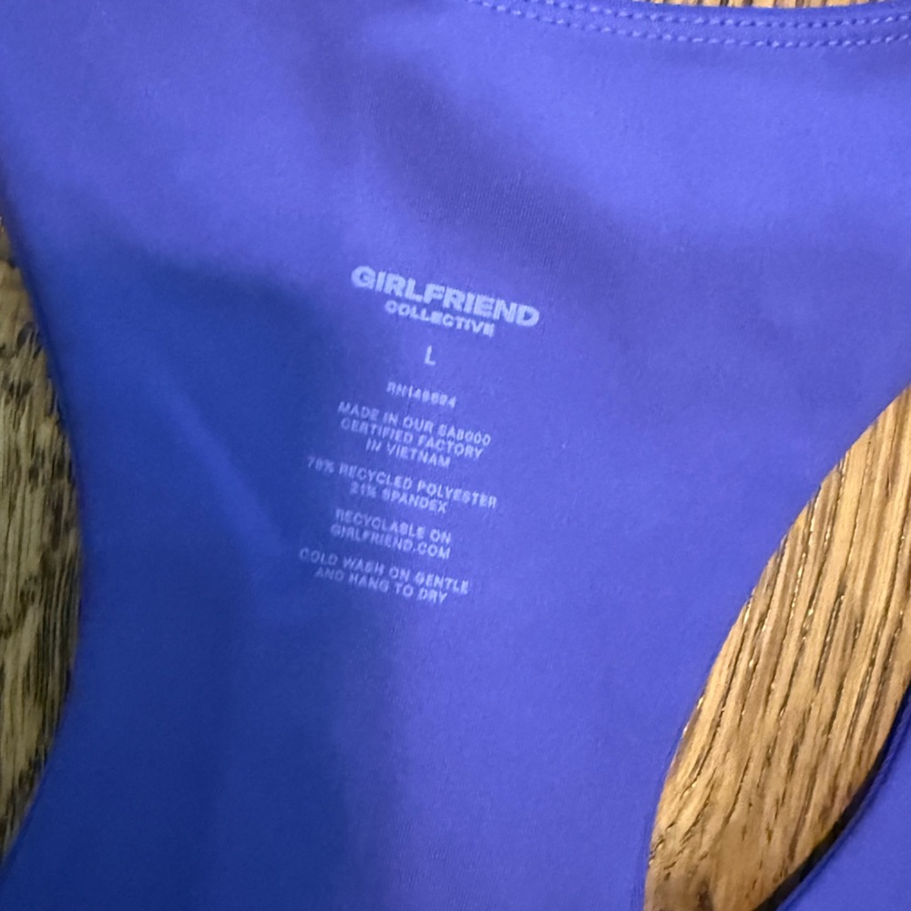 Girlfriend Collective paloma racerback purple sports bra - Picture 3 of 4